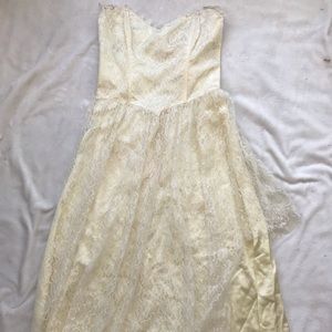 Vintage Gunne Sax Cream & Lace Strapless Dress Salvage